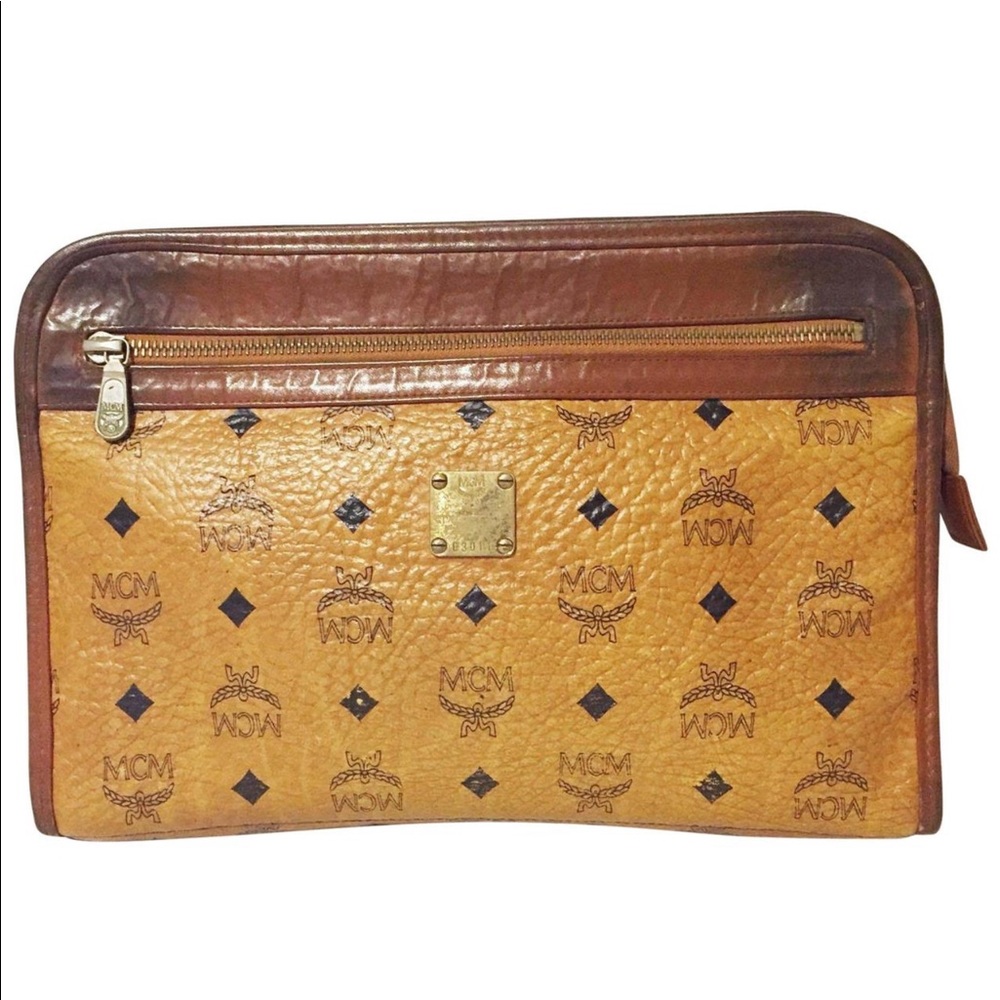 MCM vintage leather clutch monogram handbag